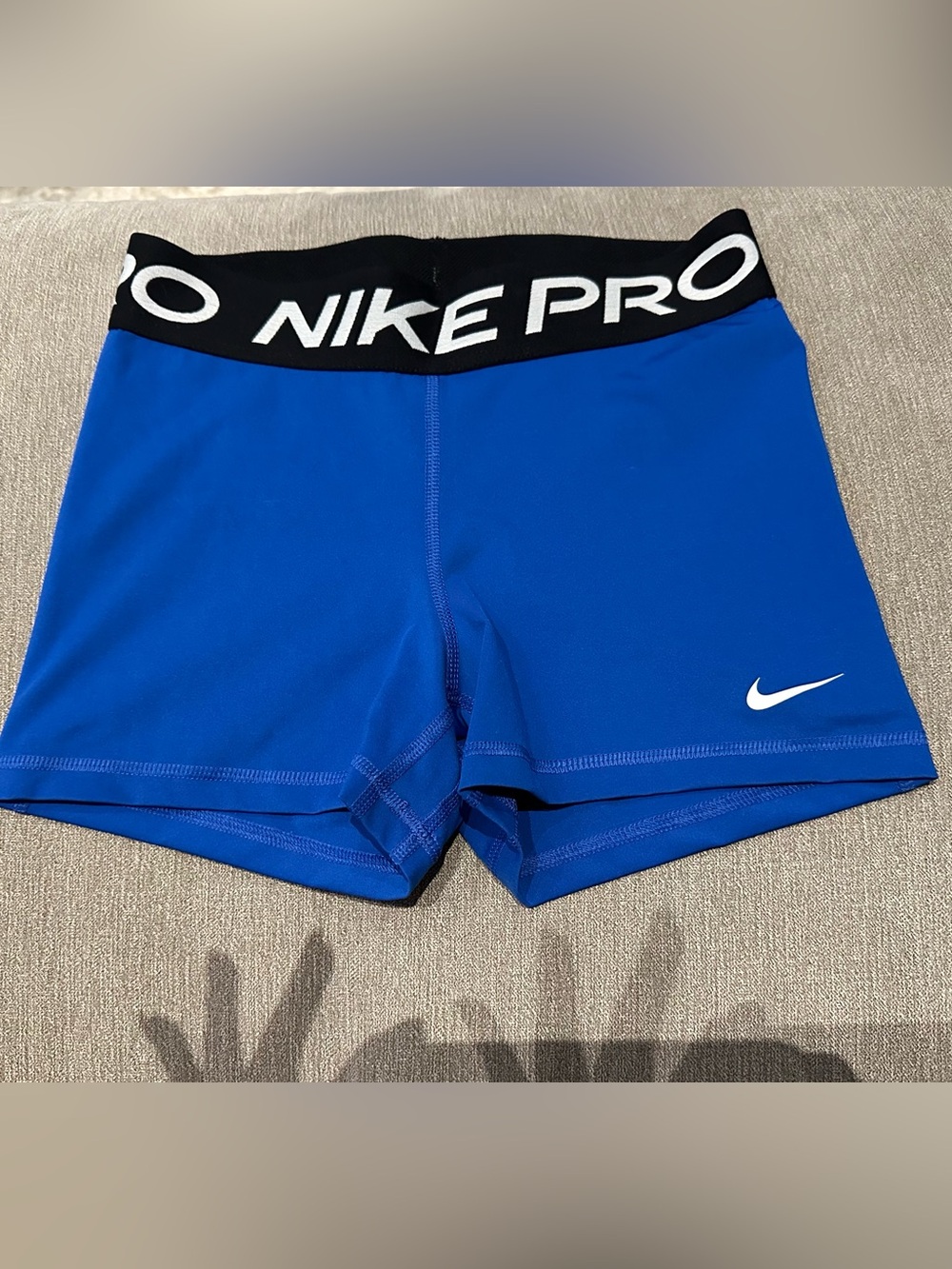 Nike Pro Women's Royal Blue Bike Shorts with Black Waistband Size Small
